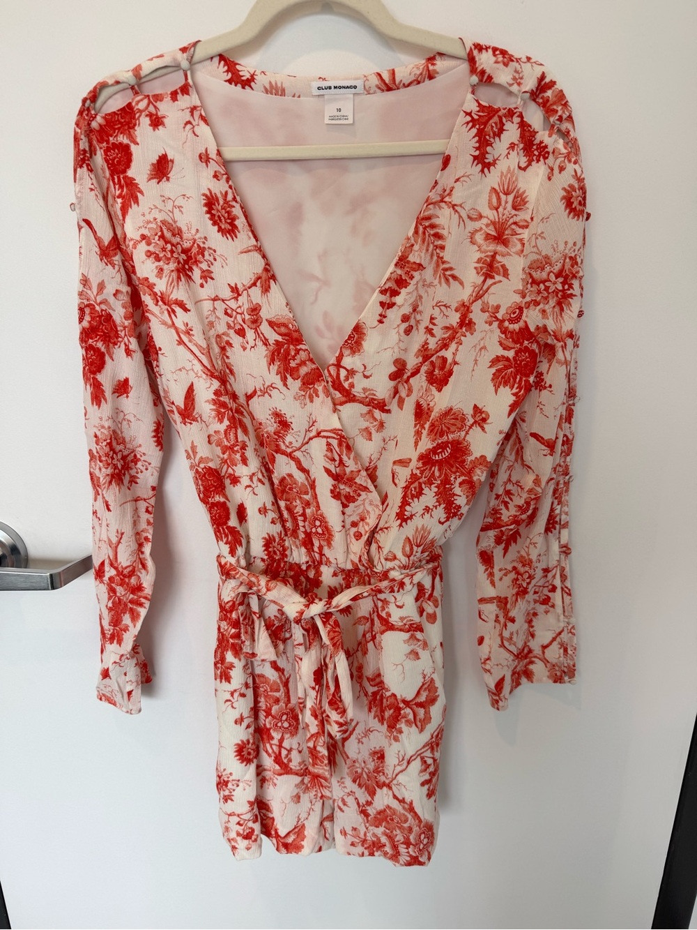 Club Monaco Red and White Floral Romper - Size 10